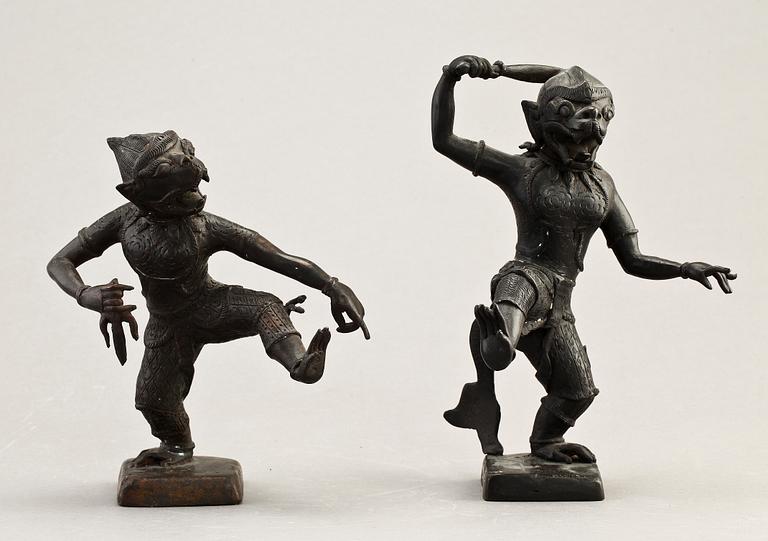 FIGURINER, 2 st, brons, orientaliska, 1900-tal.