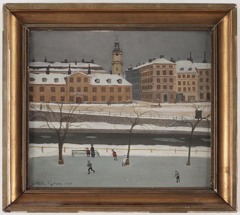 NILS TYDÉN, oil on panel, signed Nils Tydén and dated 1923. "Bergenstråhlska huset".