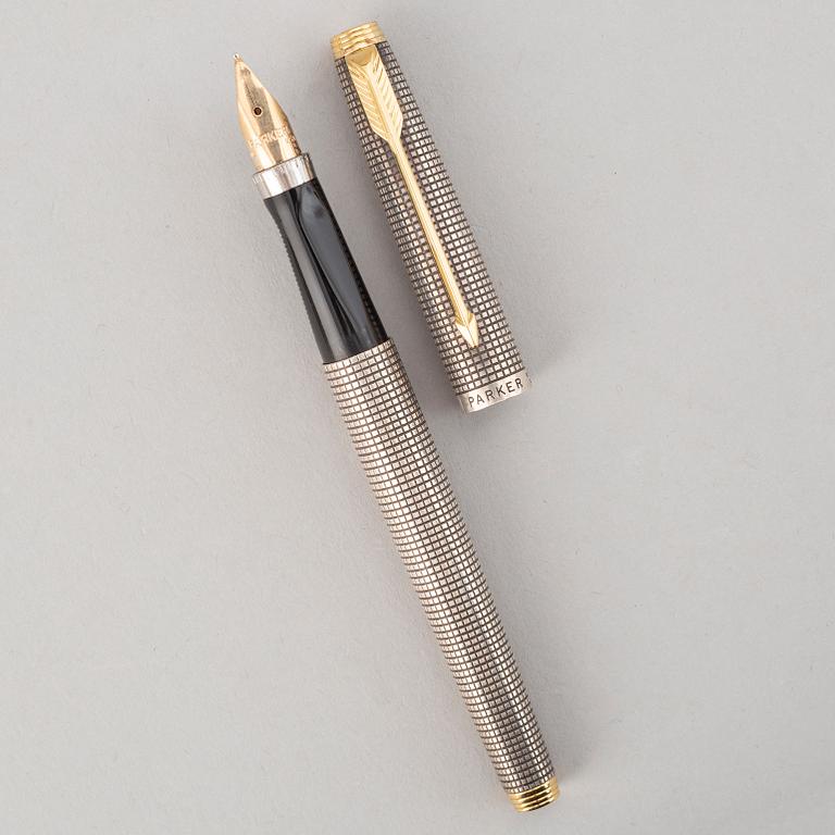 PARKER, a sterling silver fountain pen.