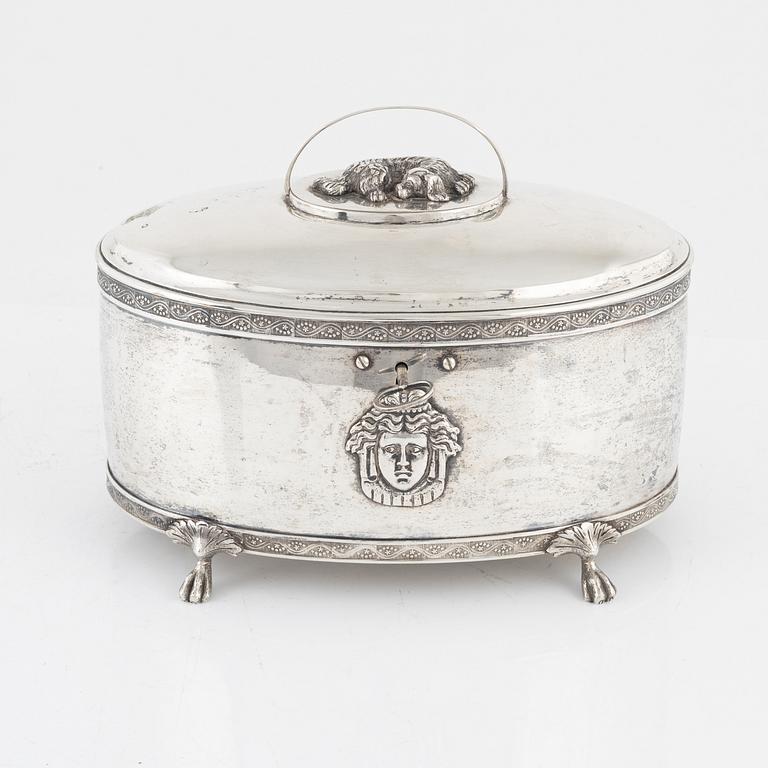 A Swedish 19th century silver sugar-casket, mark of Anders Emanuel Blomquist, Vadstena 1825.