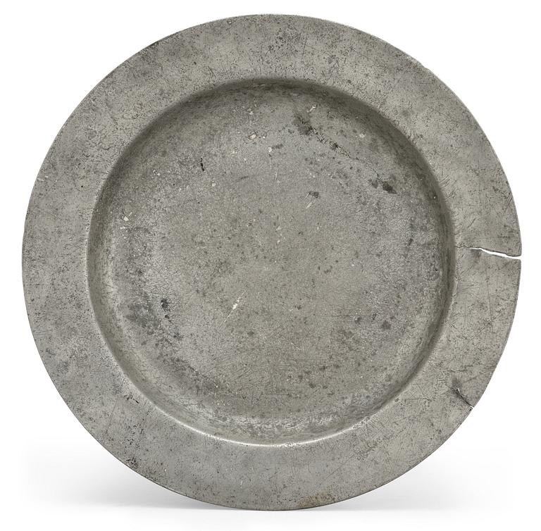 A pewter plate by the widow of E. Björkman 1762.
