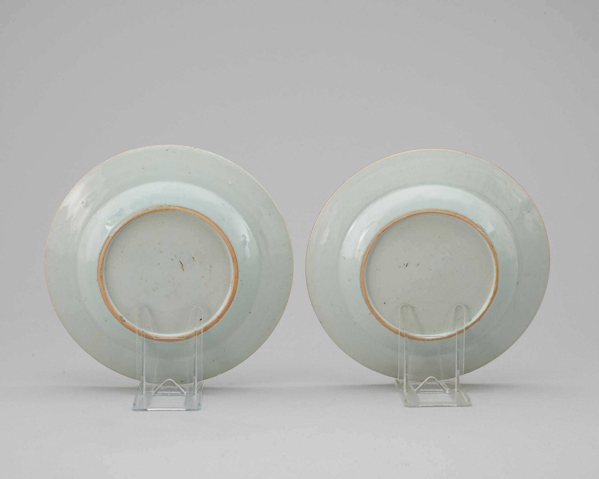 Four early 18th century plates, Qing dynasty.