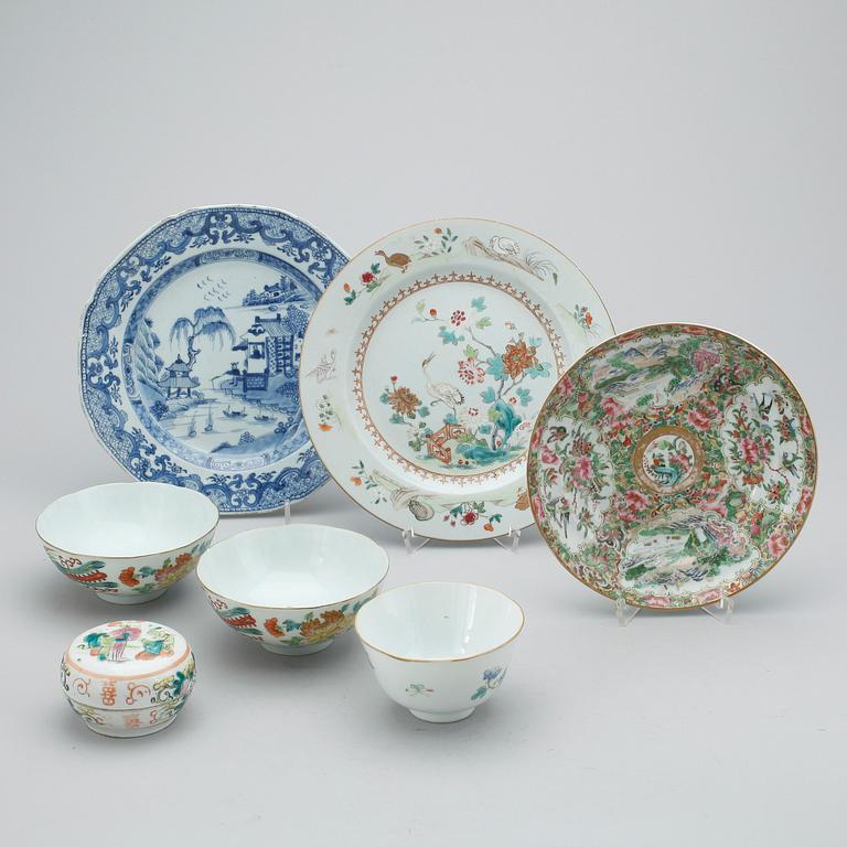 PARTI PORSLIN, 9 delar, Kina, 1700-1900-tal.