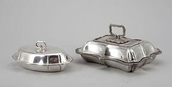 DUBBELKAROTTER, 2 st, nysilver, bla Jays Oxford Street, 1900-talets första hälft.