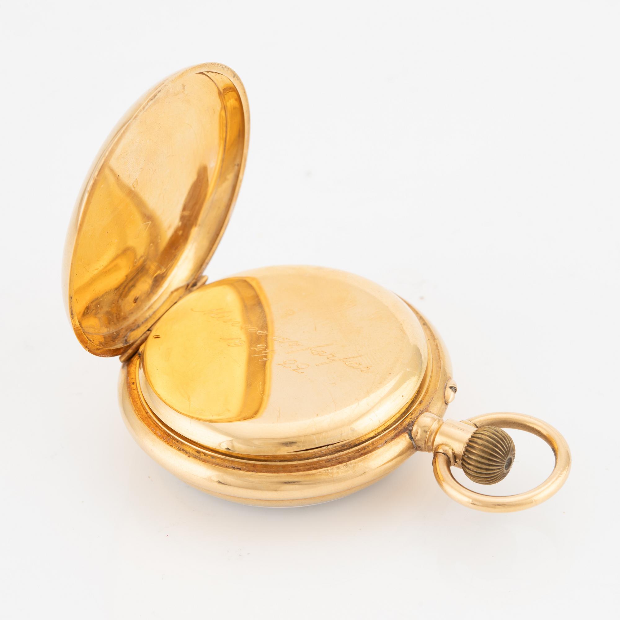 Pocket watch, 18K gold, "digital", 51.5 mm.
