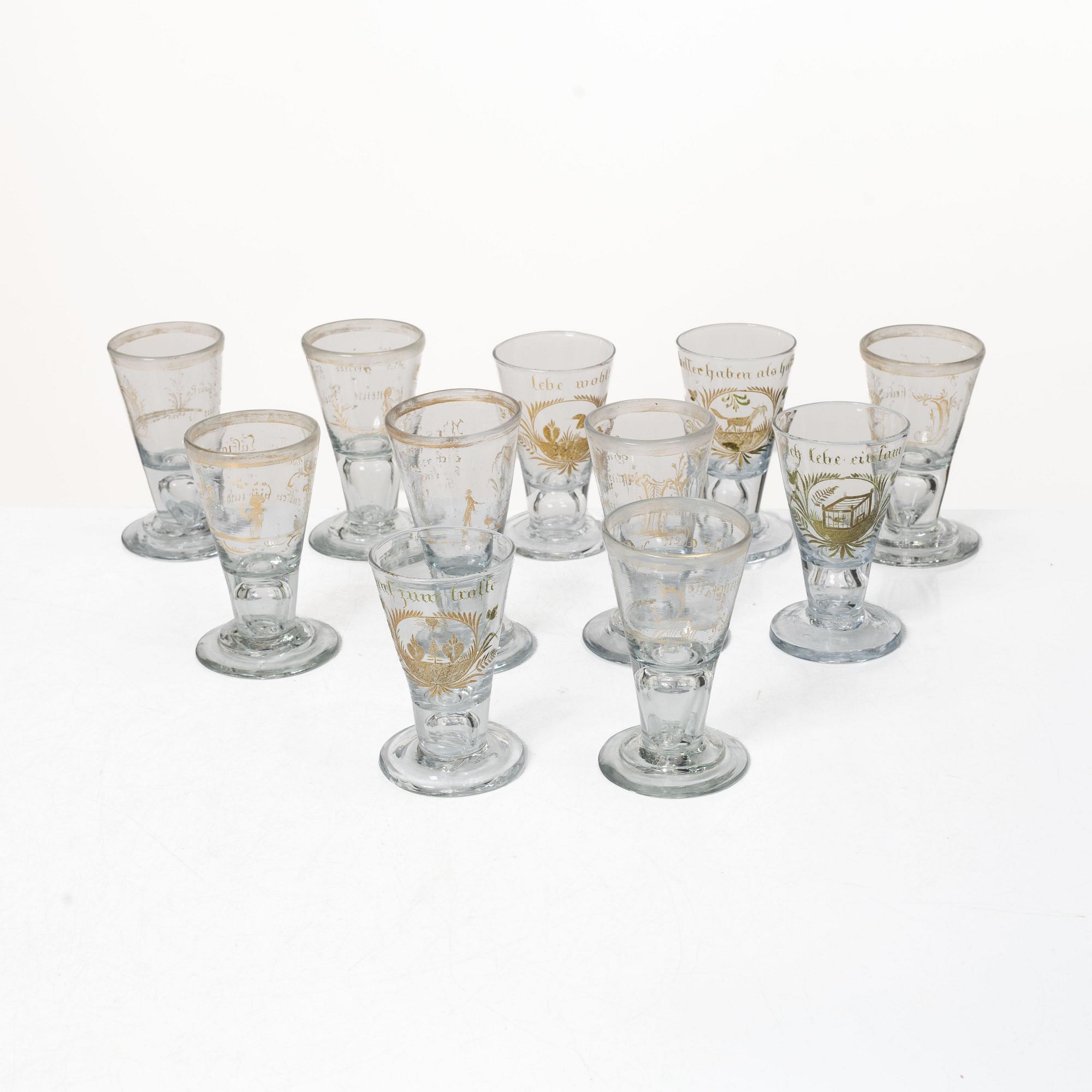 Glasses, 11 pcs, Germany, 18th century.