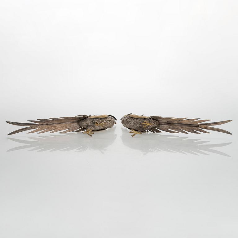 Bordsdekorationer, ett par, silver, Spanien kring 1900-talets mitt.