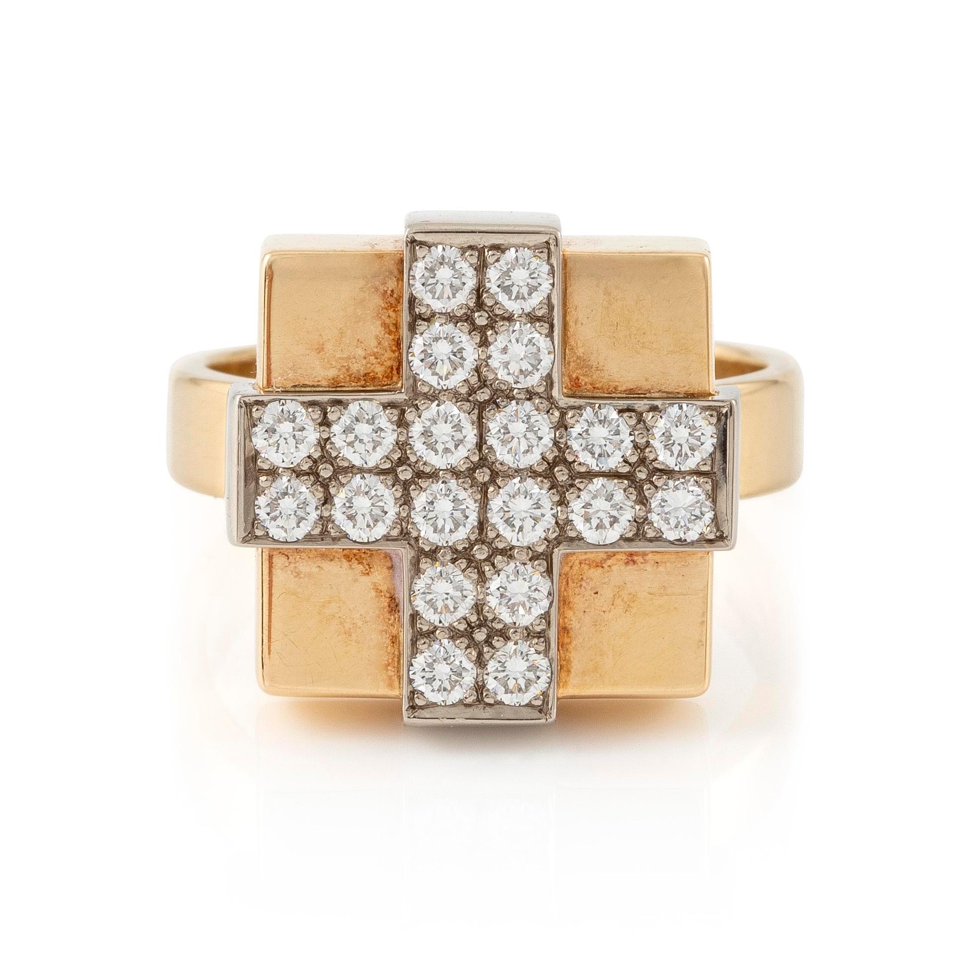 Gunnar Cyrén, a ring 18K rose and white gold with 20 brilliant-cut diamonds, unique, Gävle 1998.