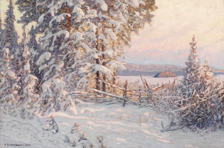 Anshelm Schultzberg, "Vinterafton vid sjön Runn, Dalarne".
