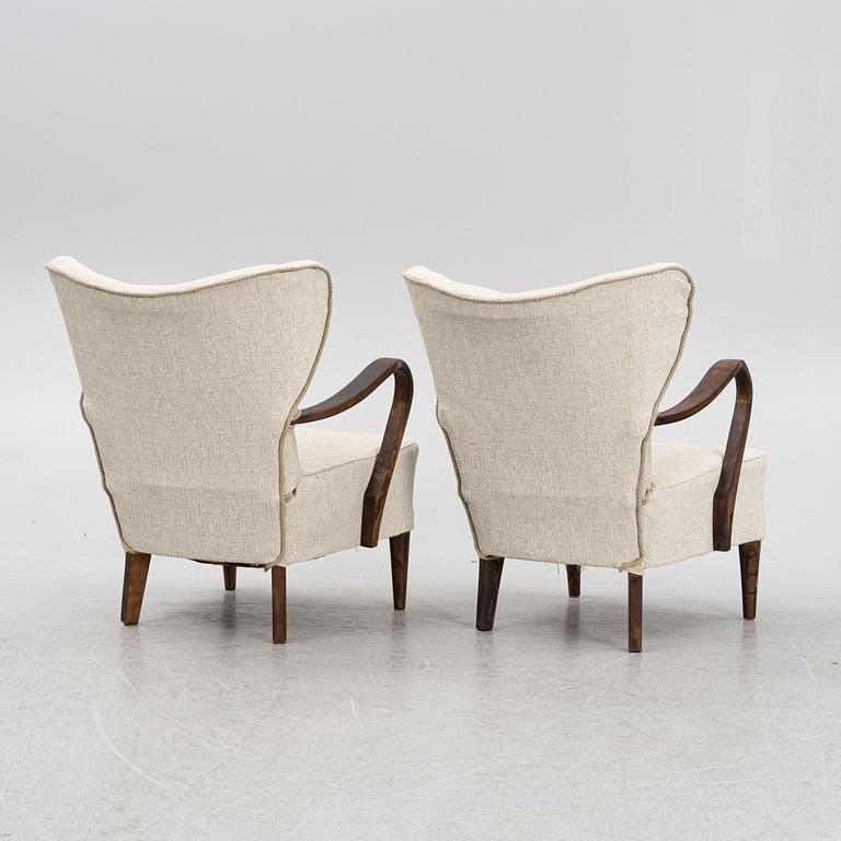 Armchairs, a pair, Swedish Modern, 1940s.