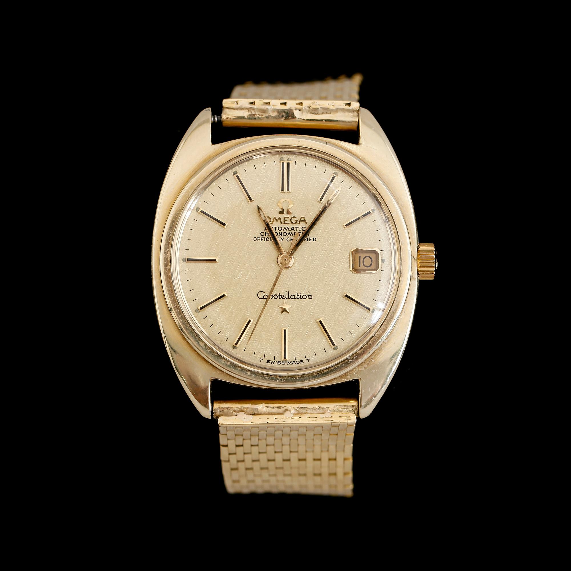 ARMBANDSUR, Omega Constellation, Automatic, guld på stål, armband 18 k guld.