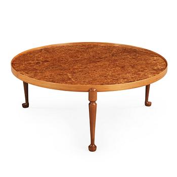 Josef Frank, a walnut and burrwood sofa table, Svenskt Tenn, model 2139, post 1985.