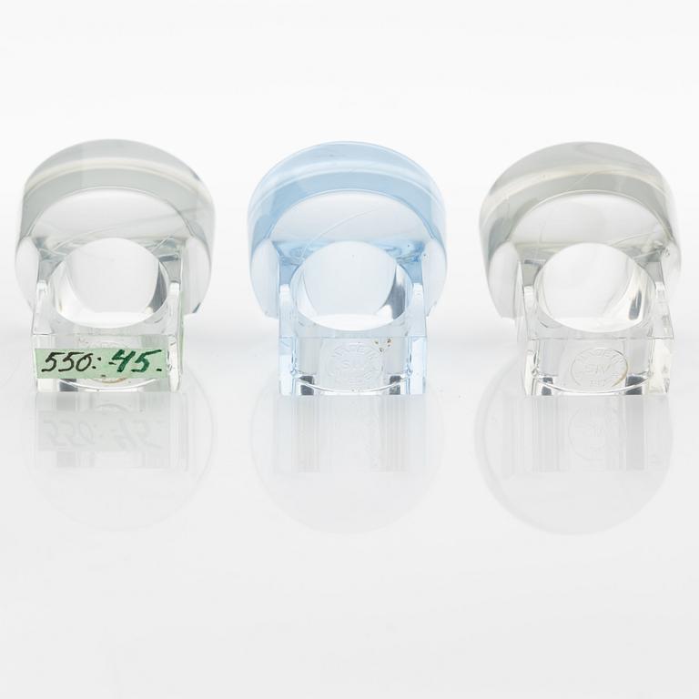 Siv Lagerström, three acrylic plastic rings, 1970s.