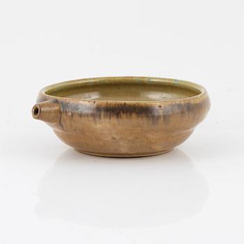 Allan Ebeling, a ceramic bowl with spout, Torshälla, Sweden, signed.