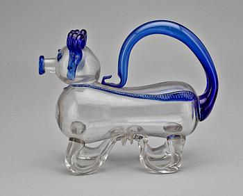 BRÄNNVINSKARAFF, s.k. Fyllehund, glas, 1800-tal.