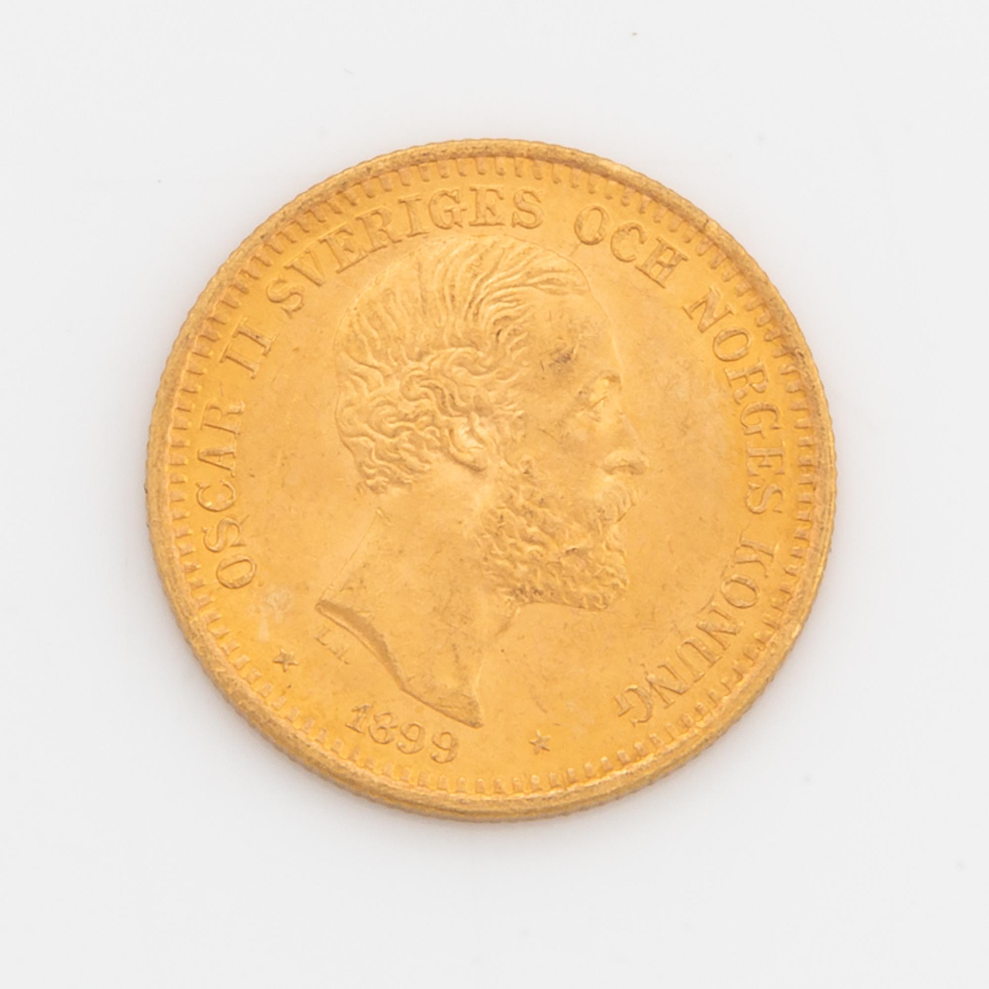 Oscar II, guldmynt, 20 kr, 1899, Typ III.
