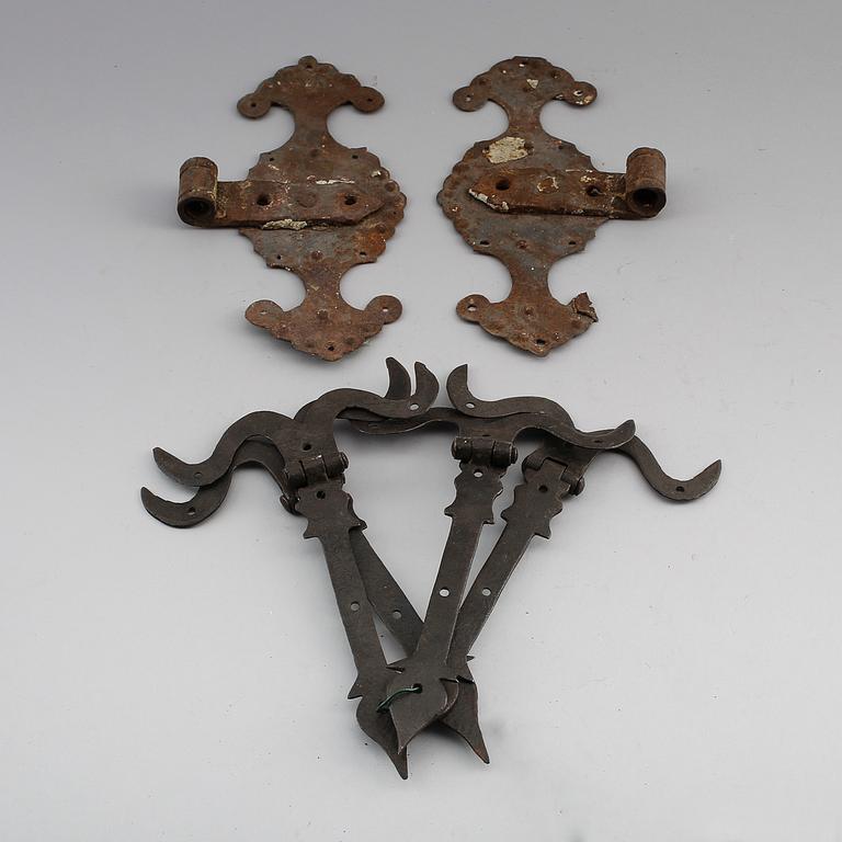 GÅNGJÄRN, 6 st, smide, barock, 1700-tal.