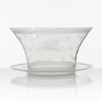 Edward Hald, skål med fat, modell 149, Orrefors.