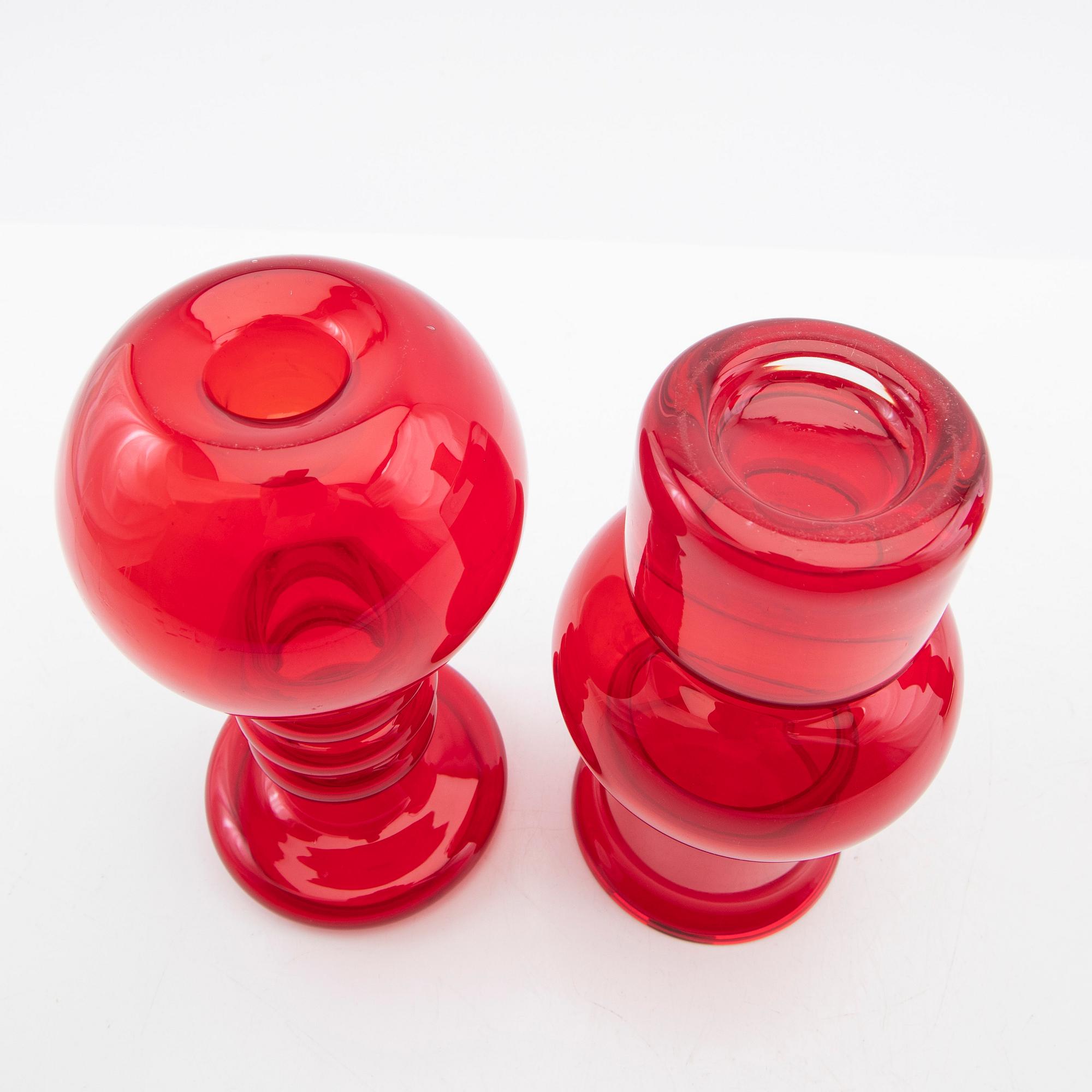 Tamara Aladin, vases, 3 pcs, glass, Riihimäen Lasi, Finland, 1960s/70s.