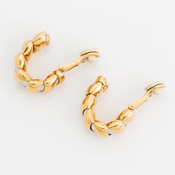 A pair of 18K gold and steel Bulgari earrings.