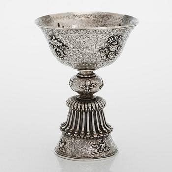 Smörlampa, silver, Tibet, tidigt 1800-tal.