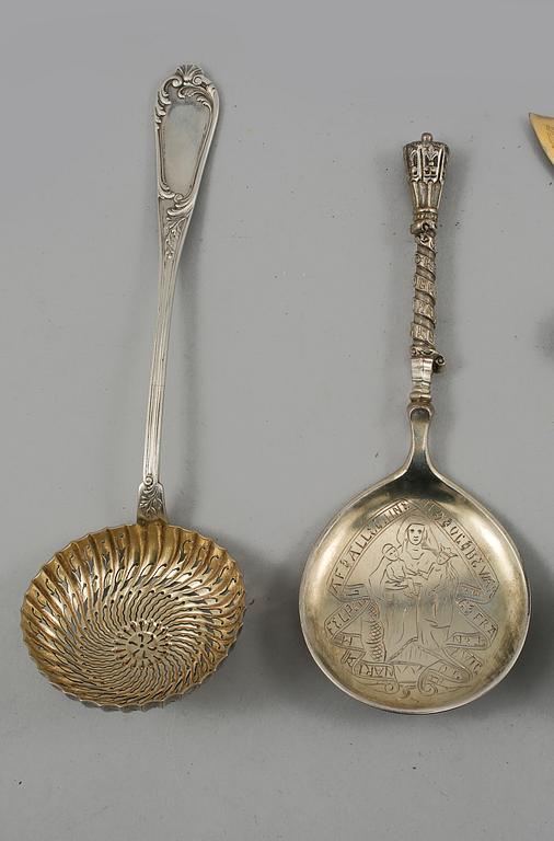 PARTI SILVER, 5 delar, Sverige och Danmark, 1800-talets andra hälft, total vikt 452 g.