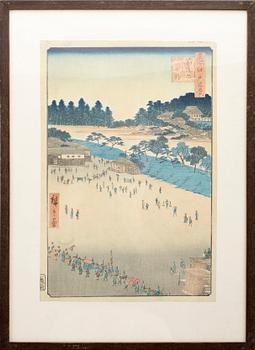 ANDO UTAGAWA HIROSHIGE, 2 st, träsnitt, Japan.