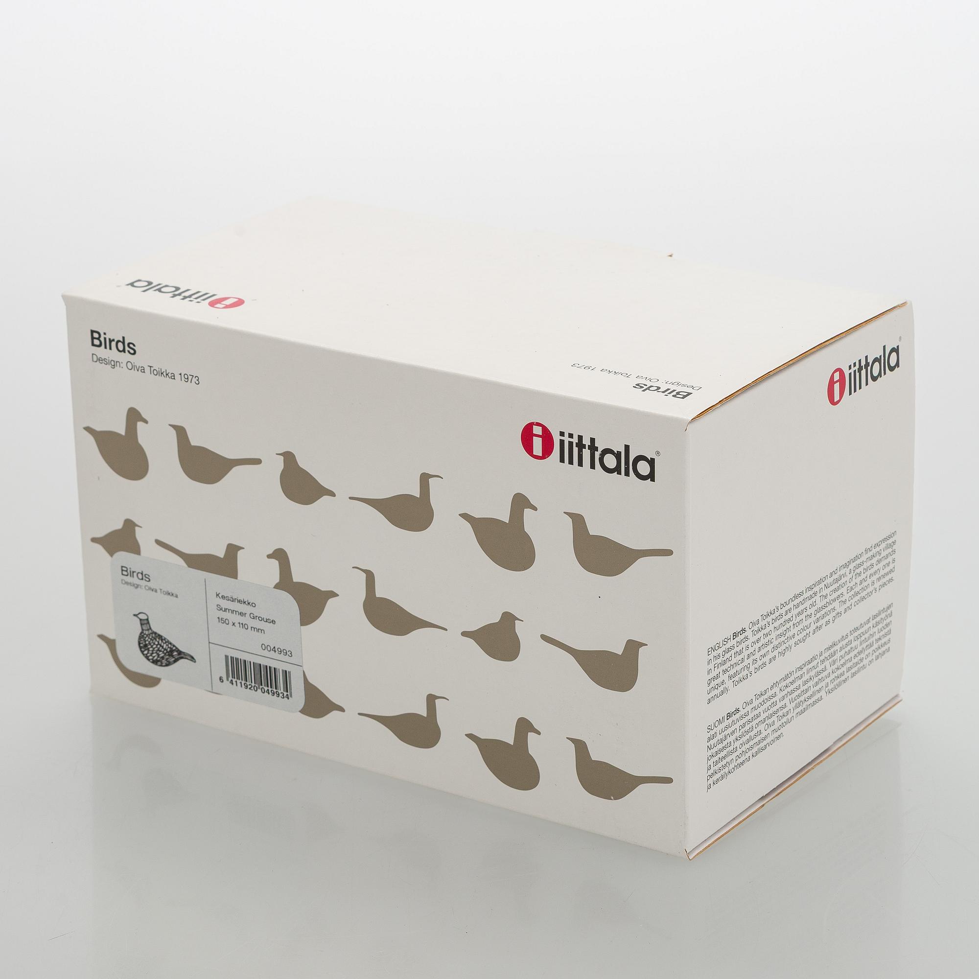 Oiva Toikka, lasilintu, "Kesäriekko", signeerattu O. Toikka Nuutajärvi.