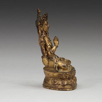 A gilt copper-alloy figure of Bodhisattva Avalokiteshvara, Tibet, 15/16th Century.