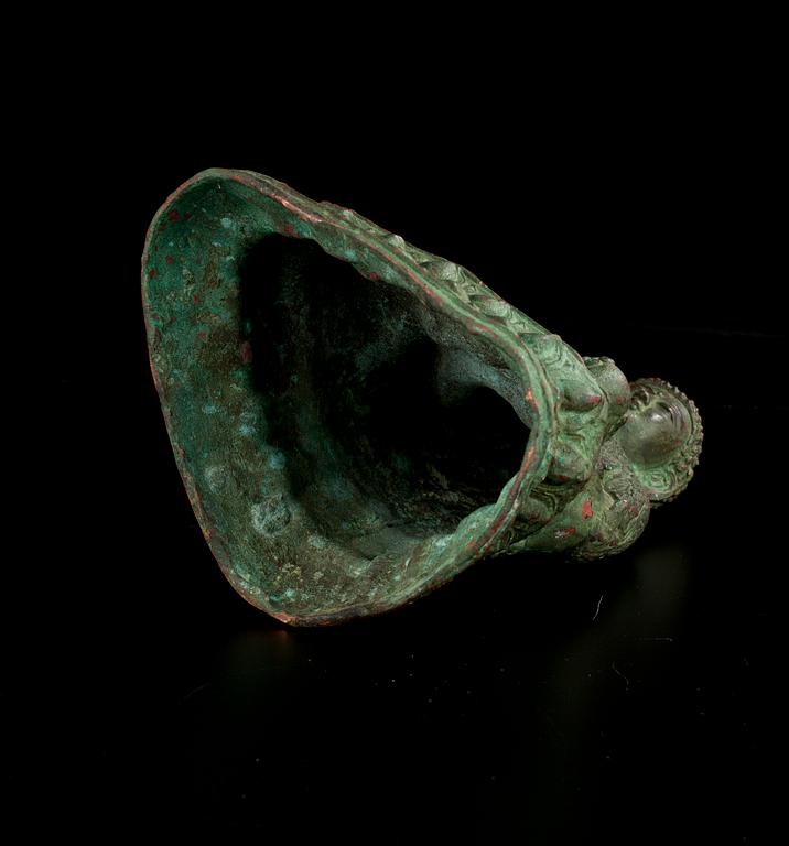 BUDDHA, patinerad brons, Nepal, 1900-talets första hälft.