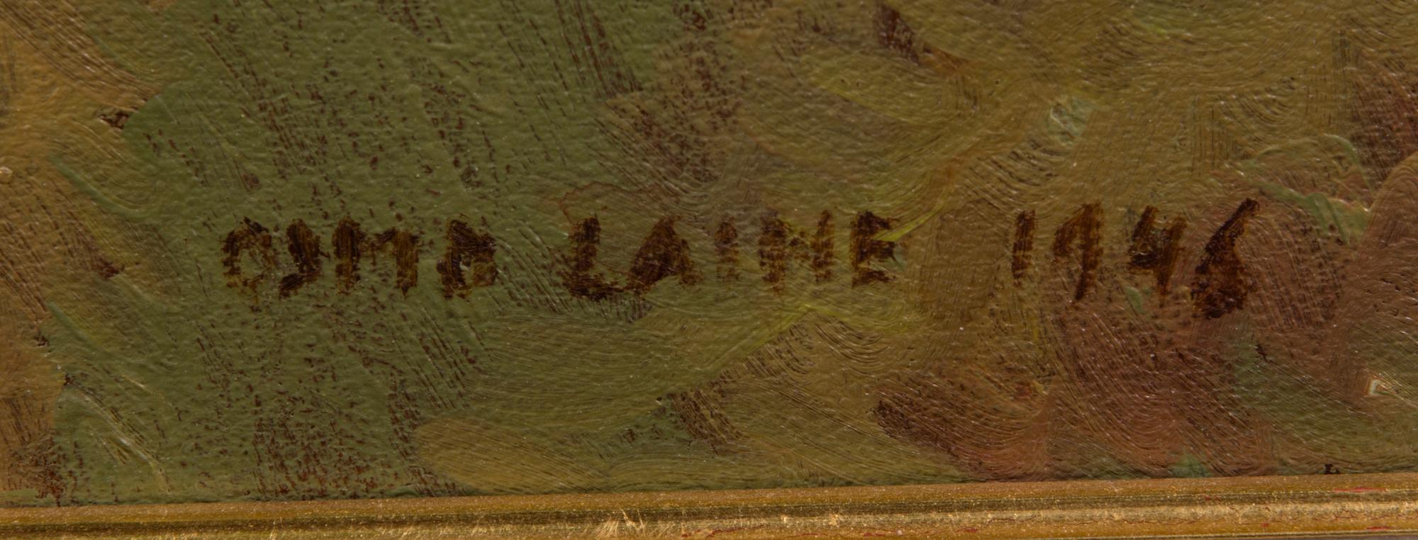 OSMO LAINE, öljy pinnoitetulle levylle, signeerattu ja päivätty 1946.