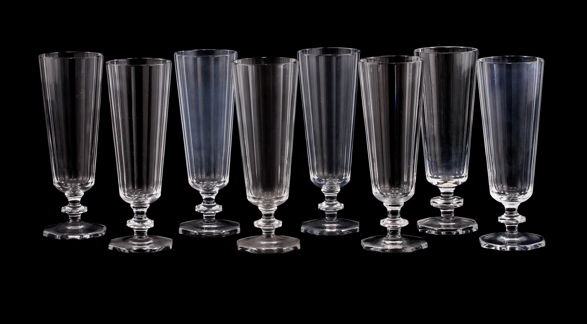 CHAMPAGNEGLAS, 8 st, "Karlberg", Elis Bergh, Kosta Boda, 1900-talets andra hälft.