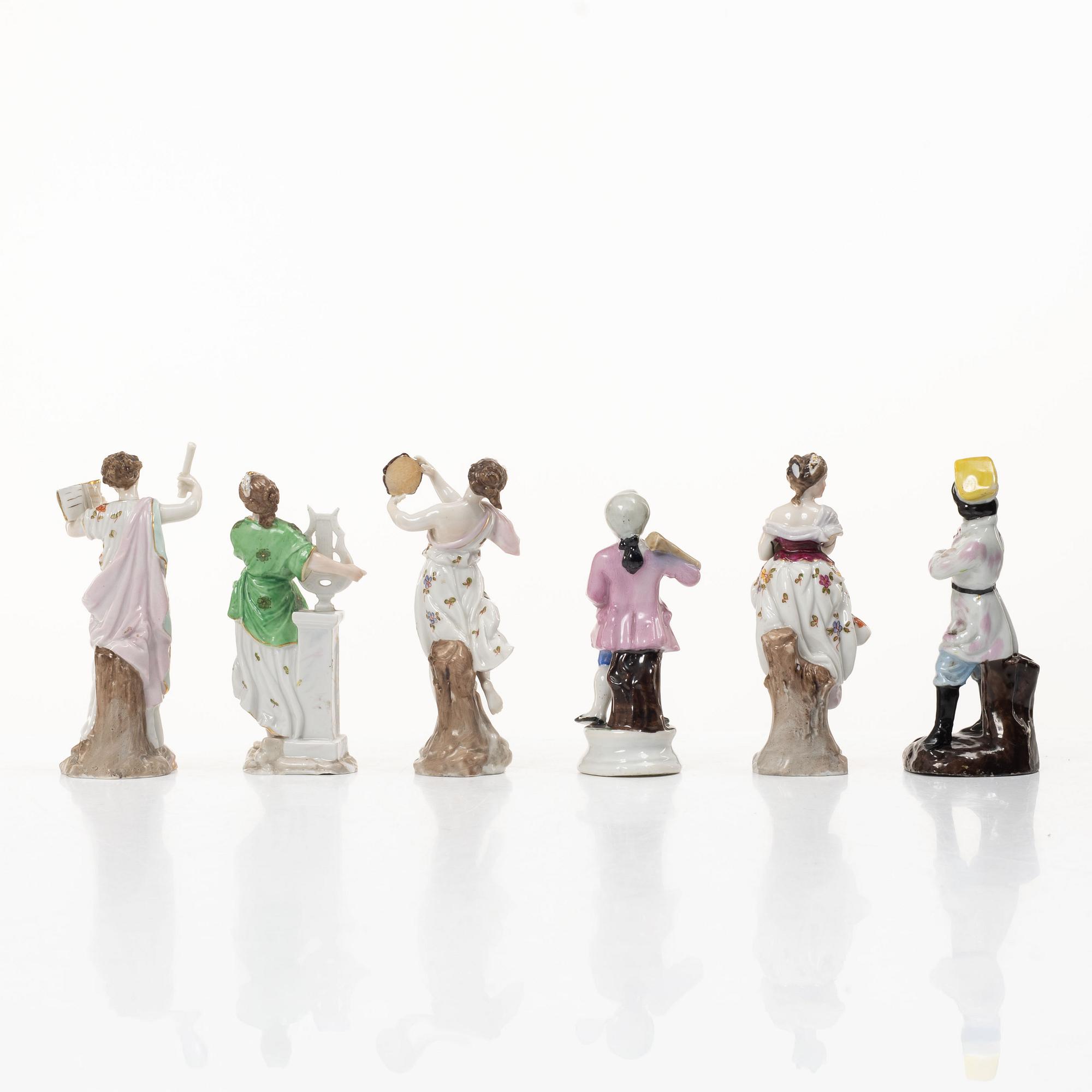 A group of six German porcelain figures, 20th century.