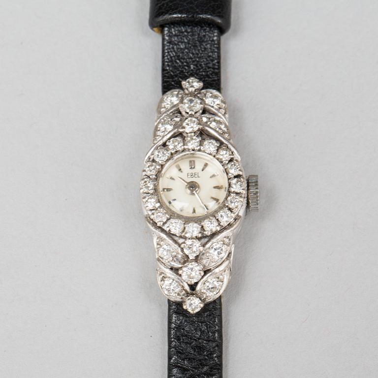 DAMARMBANDSUR, Ebel. Besatt med åttkantslipade diamanter, tot ca 0.60 ct.