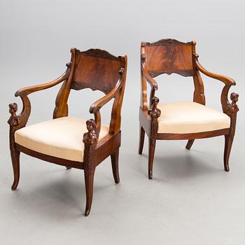 A PAIR OF RUSSIAN ARMCHAIRS, Biedermeier, 1830-40s.