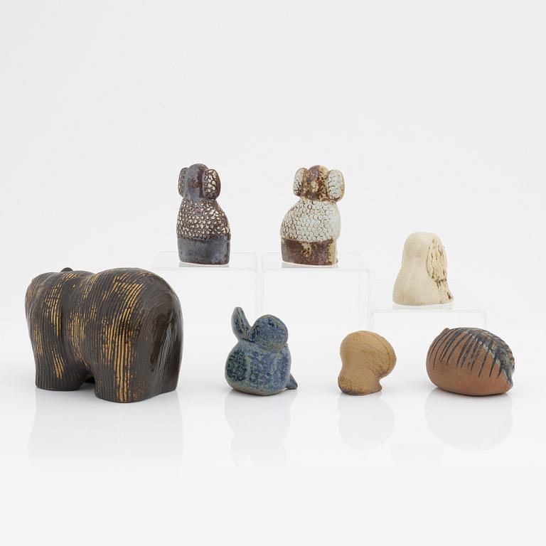Lisa Larson, figuriner 7 st, stengods, Gustavsberg.