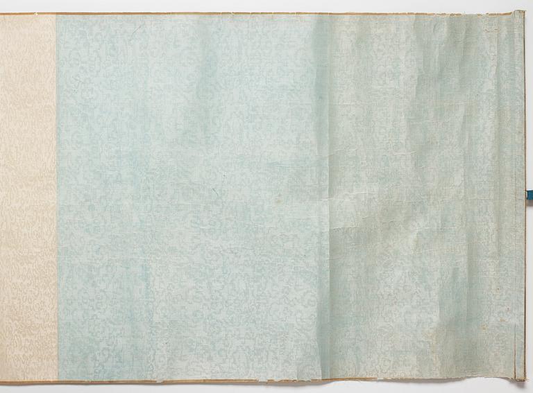 A long scroll painting after Zhao Yong (Zhao Zhongmu 1289-1369), ink and colour on paper and on silk, Qing dynasty.