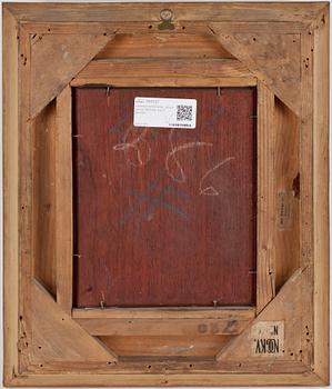 OKÄND KONSTNÄR, olja på pannå, 1800-tal, sign F Benkert.