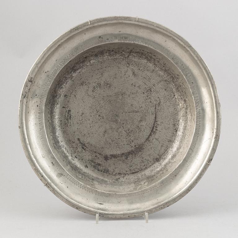 A group of six pewter dishes, different makers mark, most early 19th Century, Swedish/English.