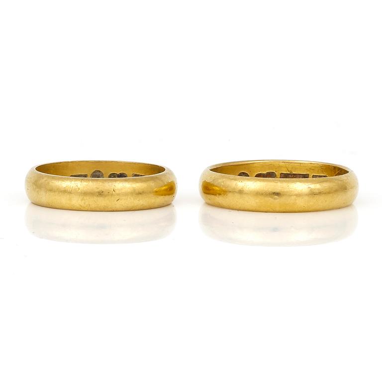 VIGSELRINGAR, 2st, 23K guld, totalt ca 14g.