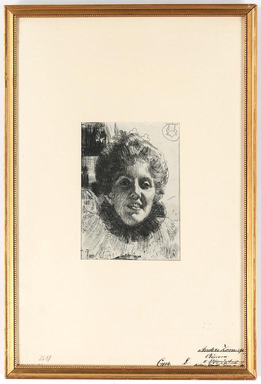 ANDERS ZORN, etsning, "Aurore", signerad och daterad 1909 i plåten.