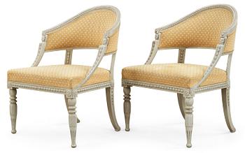 483. A pair of late Gustavian early 19th century armchairs.