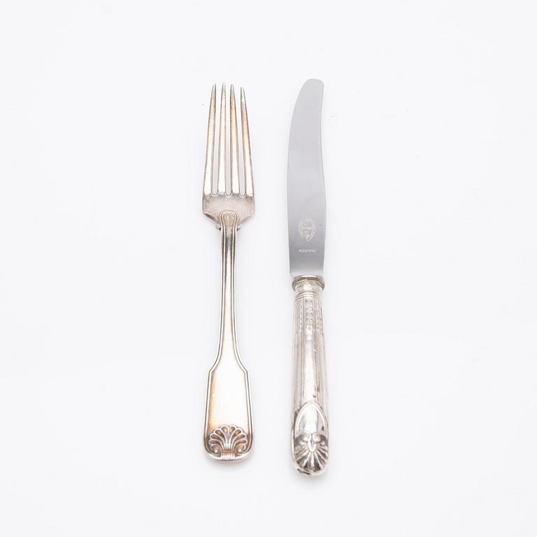 Gustaf Möllenborg, Cutlery, 6 + 6, silver, Stockholm 1836.