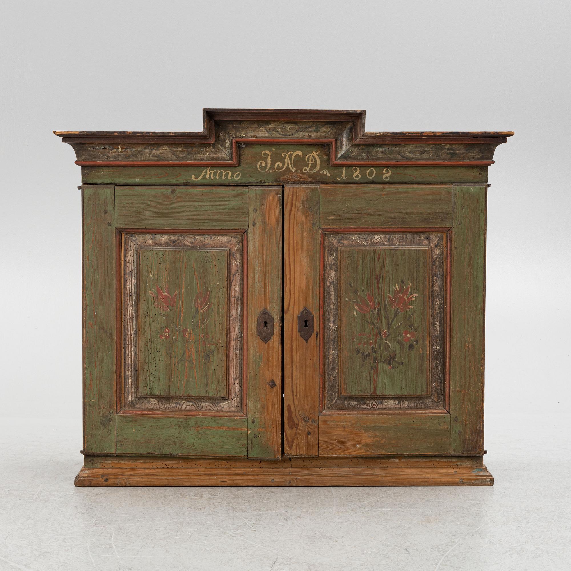Cabinet., folk art, dated 1808.