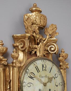 A Gustavian wall clock by Claes Berg, master 1762.