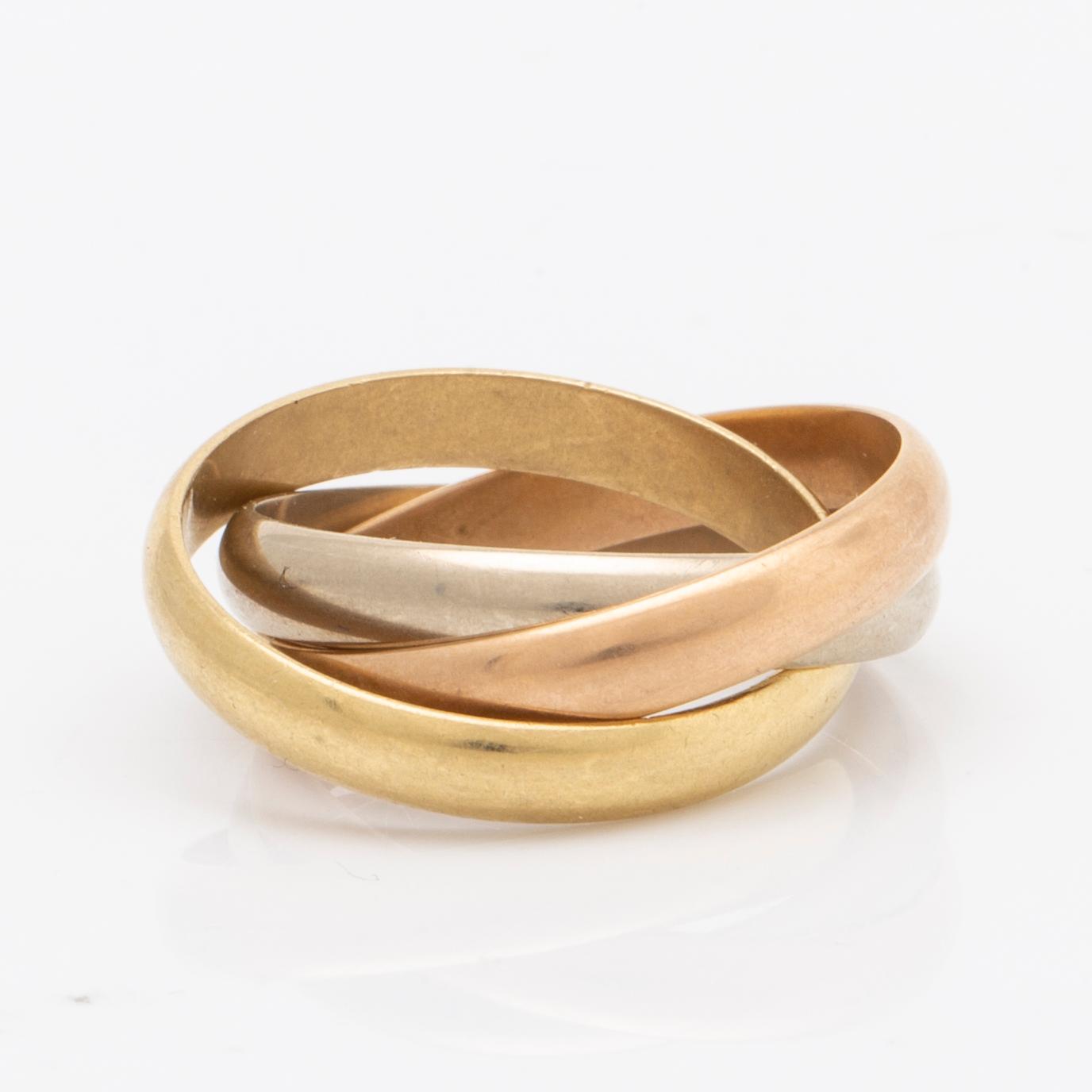 Cartier, rött/gult/vitt guld 18K, "Trinity" small, storlek 18,5/58, 9,6 g, original etui.