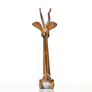 Vicke Lindstrand, a glazed ceramic sculpture of a gazelle, Upsala-Ekeby, Sweden 1948-60.