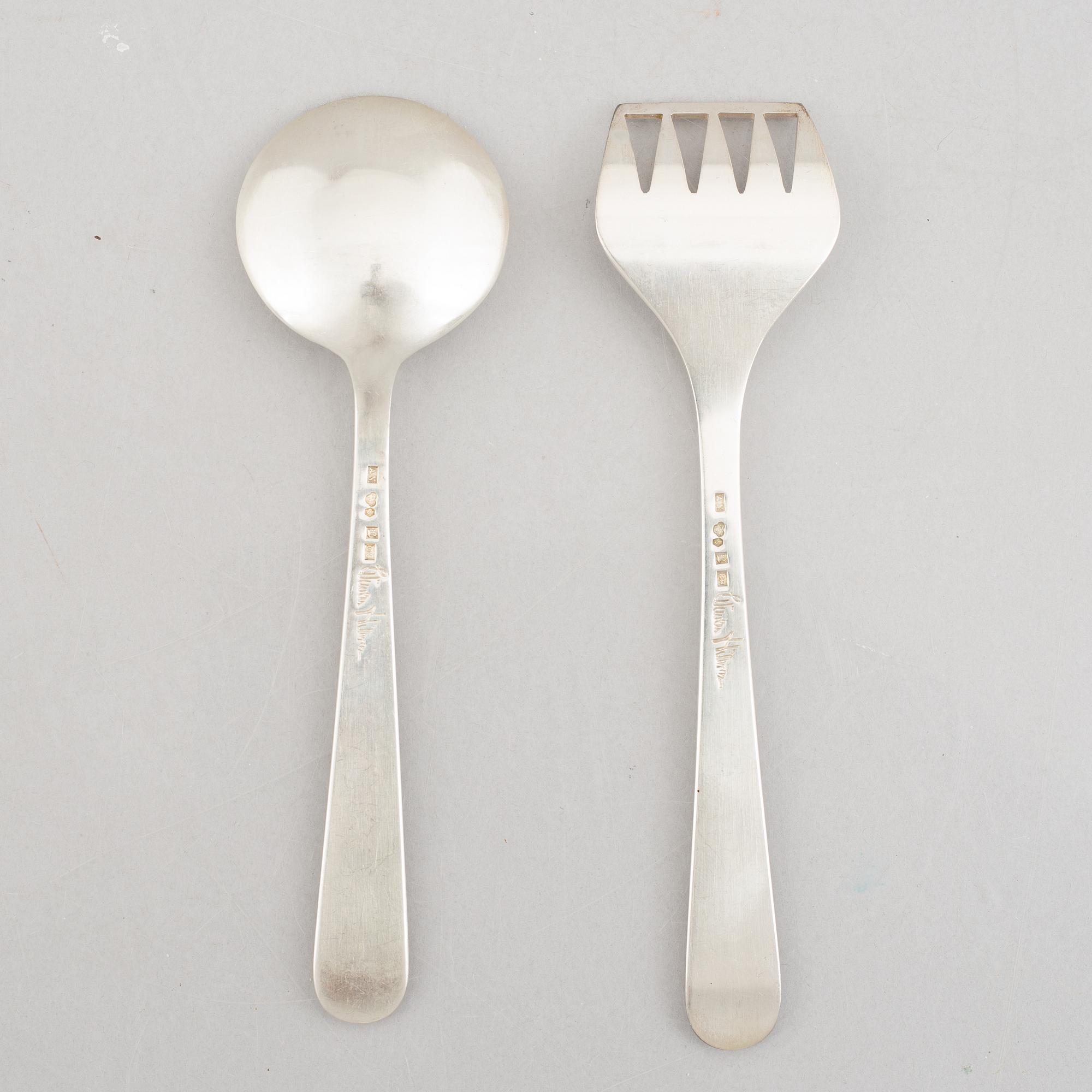 Wiwen Nilsson, a sardine fork and a spoon, silver, Lund, 1954-55.