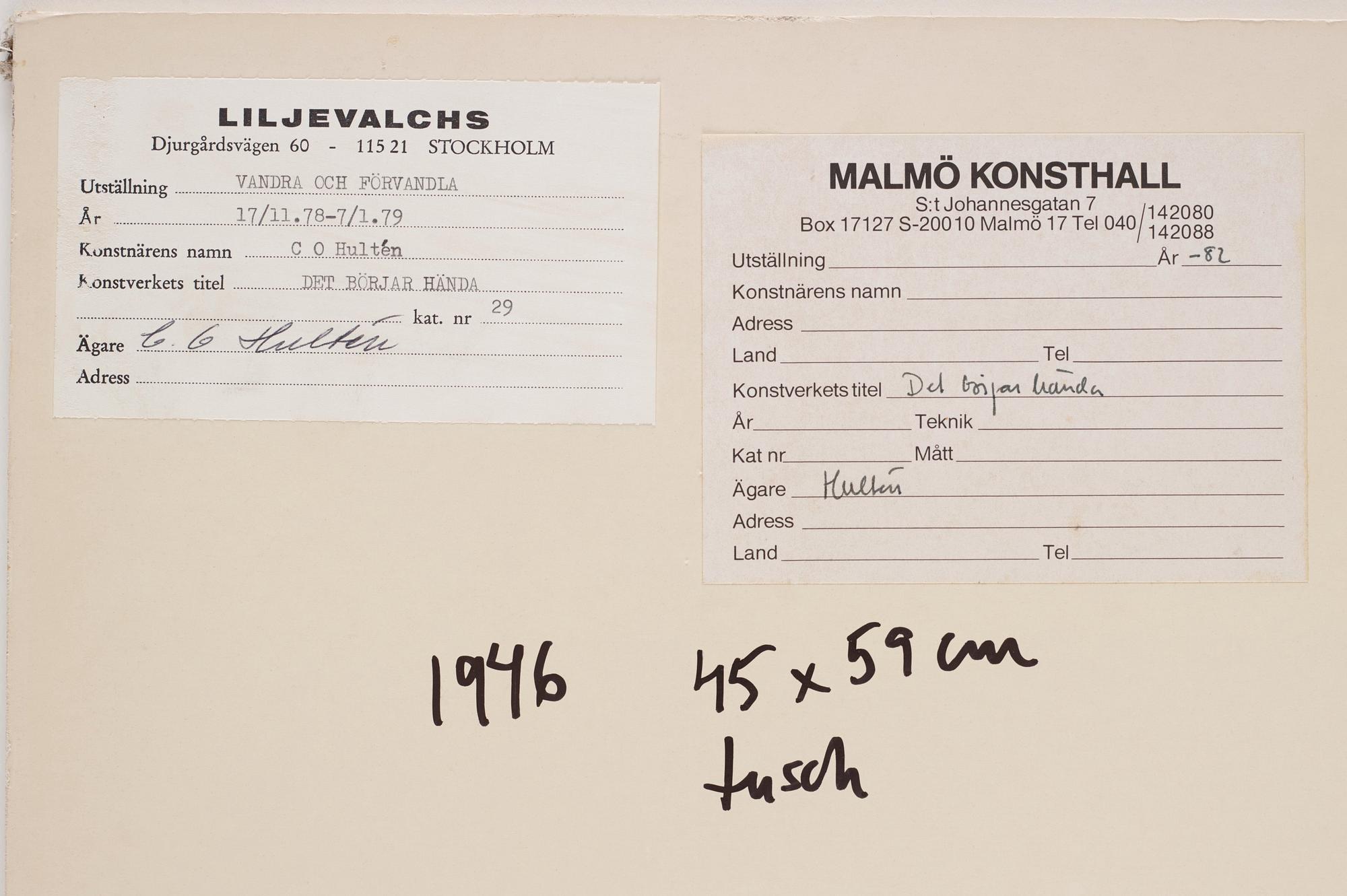 CO Hultén, "Det börjar hända".