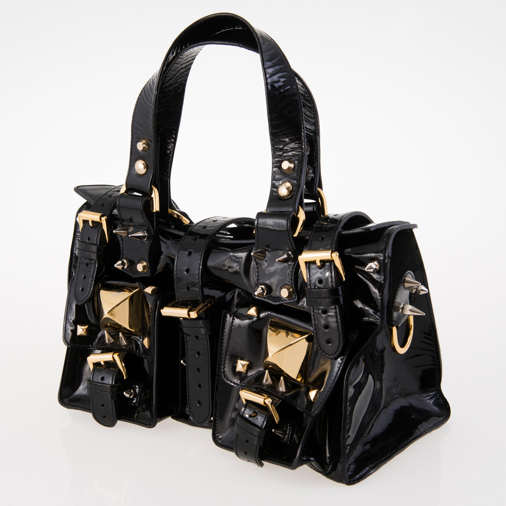 MULBERRY Black Patent Leather Roxanne for GILES Bag.